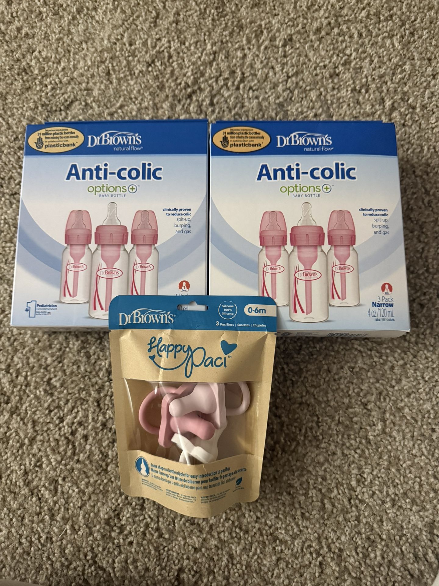 Dr Browns Anti-colic Baby Bottles x2 & Pacifiers