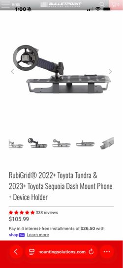 RubiGrid® 2022+ Toyota Tundra & 2023+ Toyota Sequoia Dash Mount Phone + Device Holder