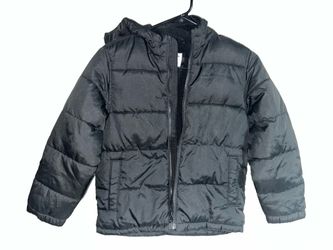 Old Navy Boys Hooded Puffer Jacket Black Full Zip Size S/P 6-7 Polyester