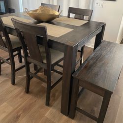 Brown Hardwood Dining Room Table