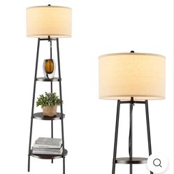 Floor Lamp with 3-Tier Shelves - Modern Standing Corner Floor Lamp