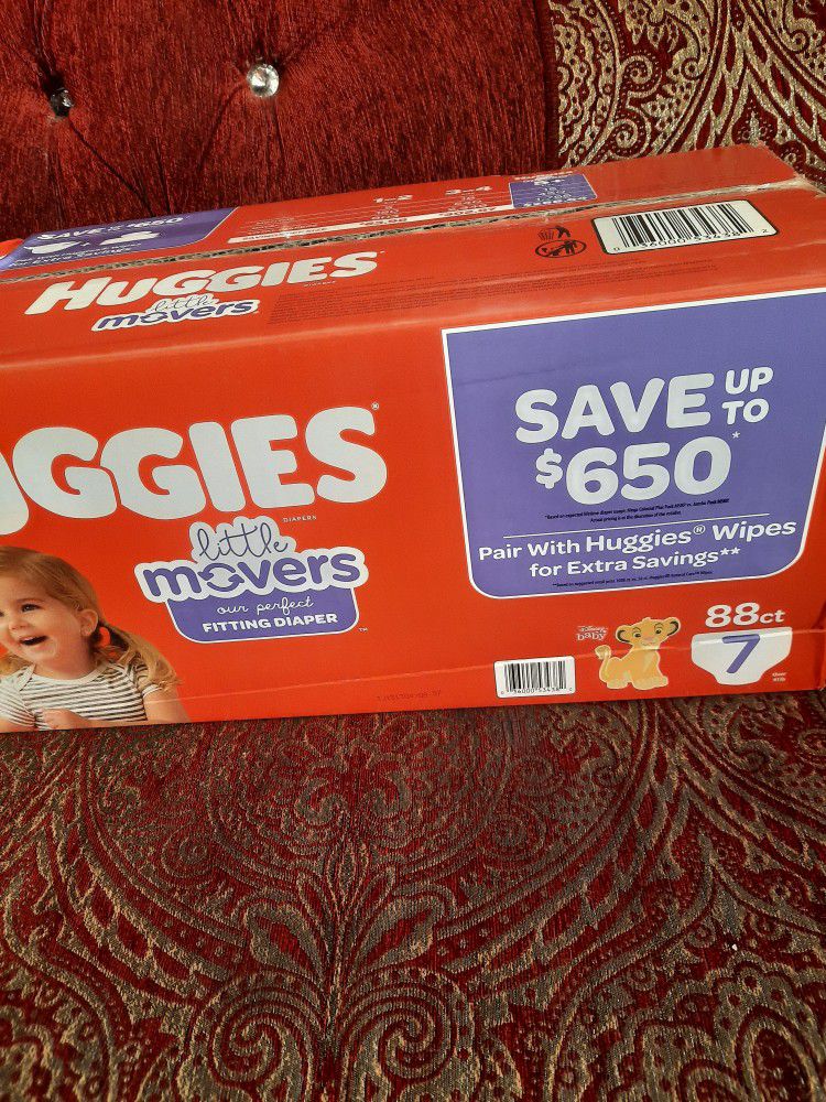 Huggies Little Movers Size 7 88 Diapers $45 FIRM PRICE for Sale in Los  Angeles, CA - OfferUp