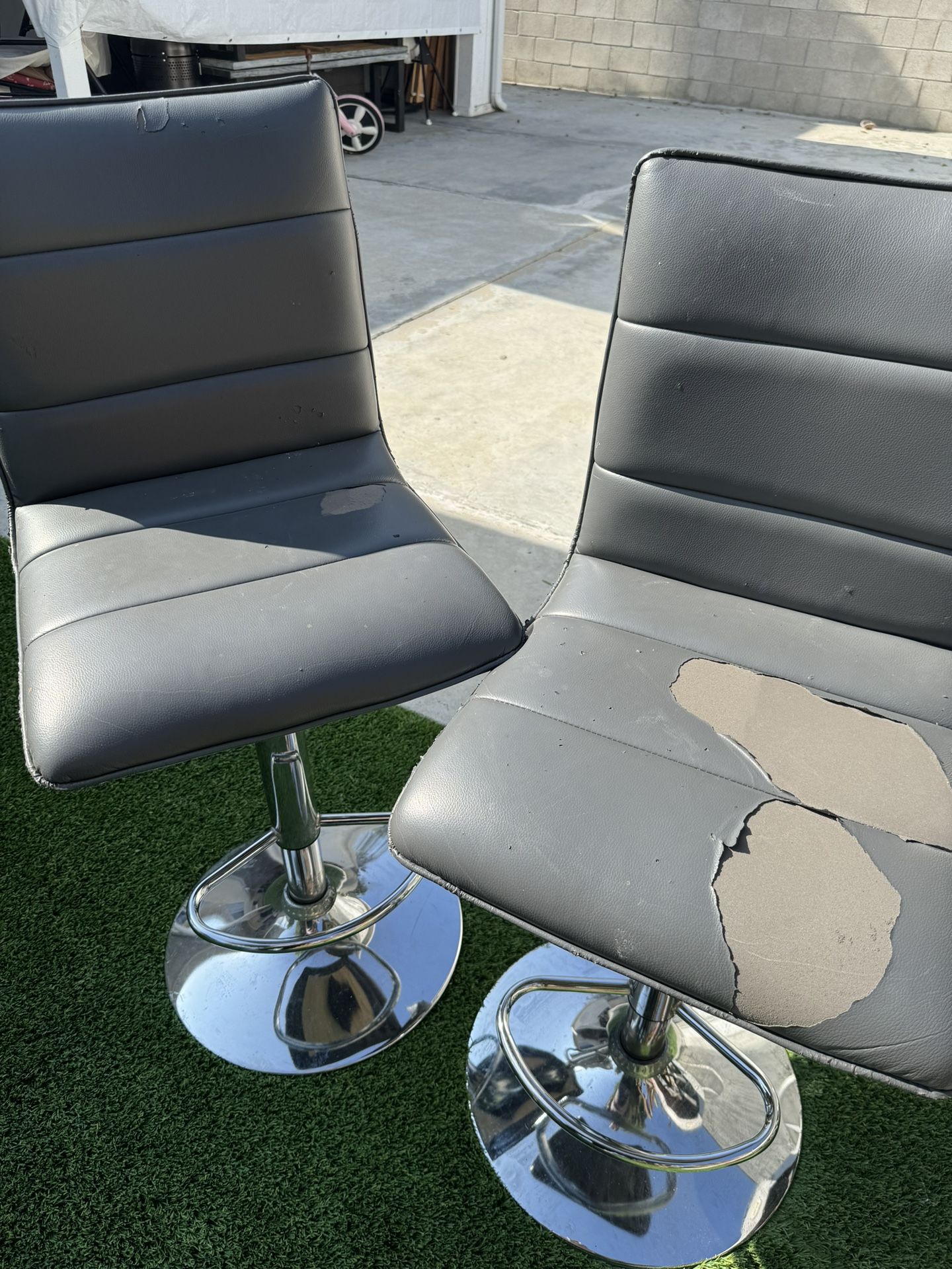 4 Gray Leather Barstools