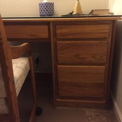 Study table, chair, table lamp and mirror
