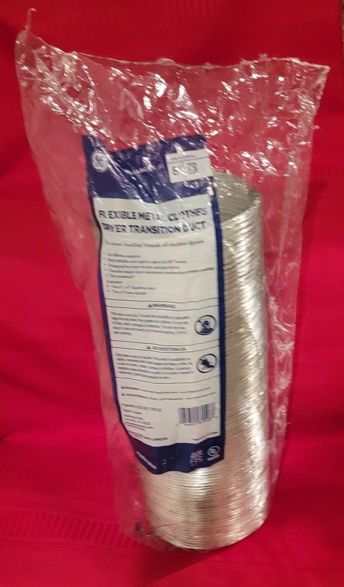 FLEXIBLE METAL CLOTHES DRYER TRANSISTION DUCT 8'×4" - No Clamps