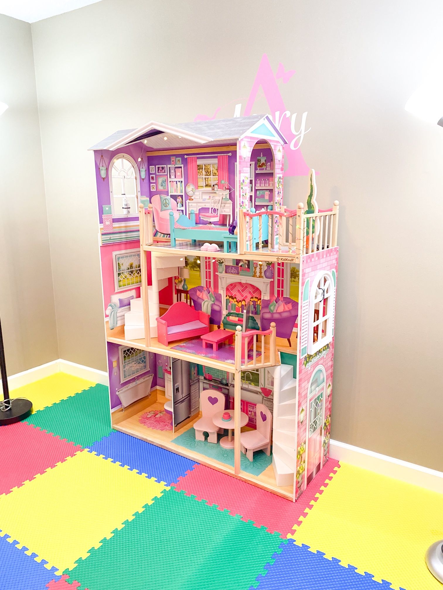 Girl’s Huge 5’+ Dollhouse With Wooden Furniture