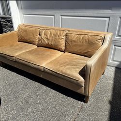 West Elm Hamilton 81” Leather MCM Couch 
