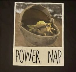 The Mandalorian T-Shirt Size Medium Power Nap Baby Yoda Black Graphic New 