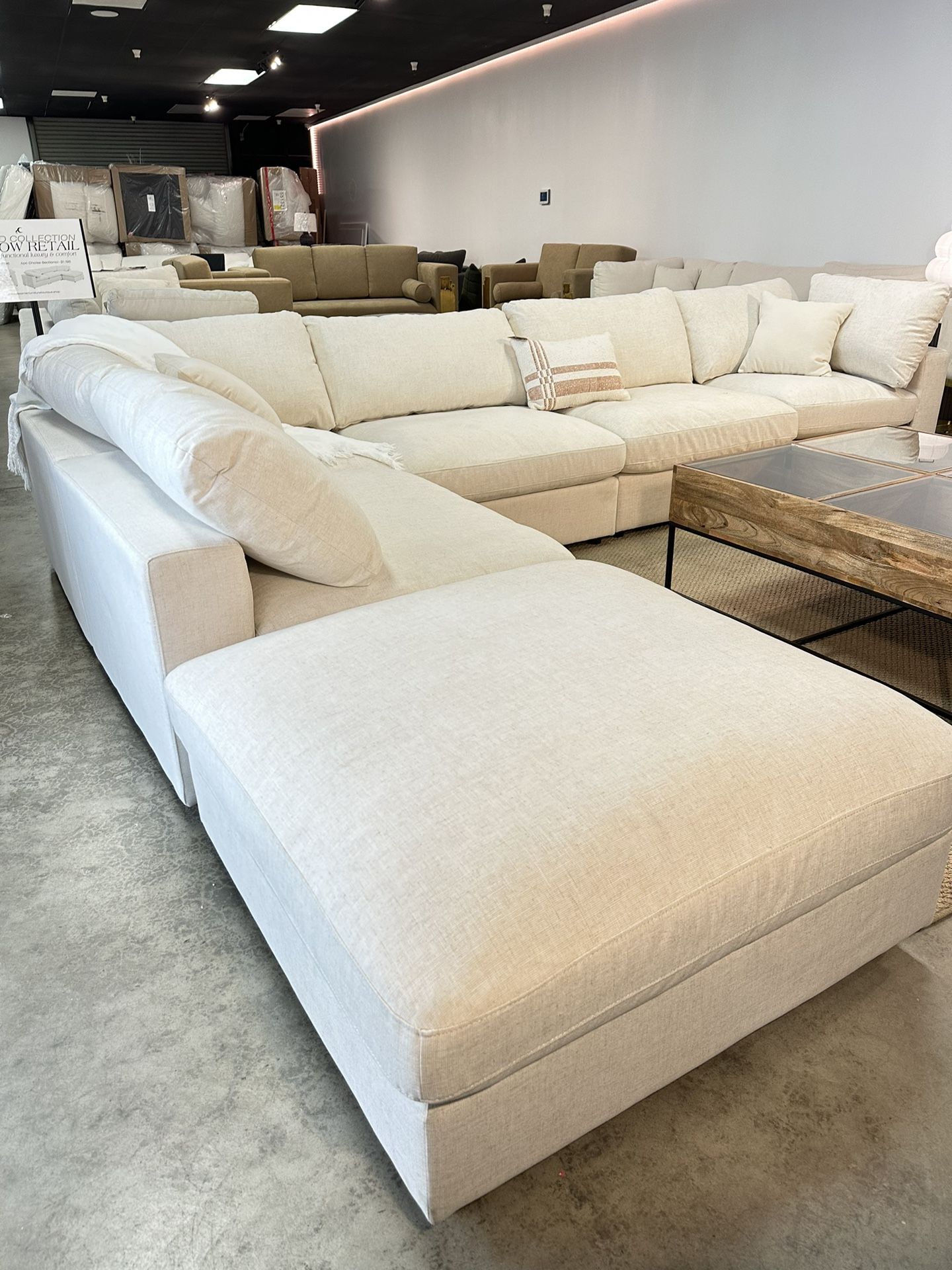 NEW RH Style Cloud Modular Sofa Couch Chaise With Reversible Ottoman