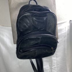 Vintage Black Leather Backpack 