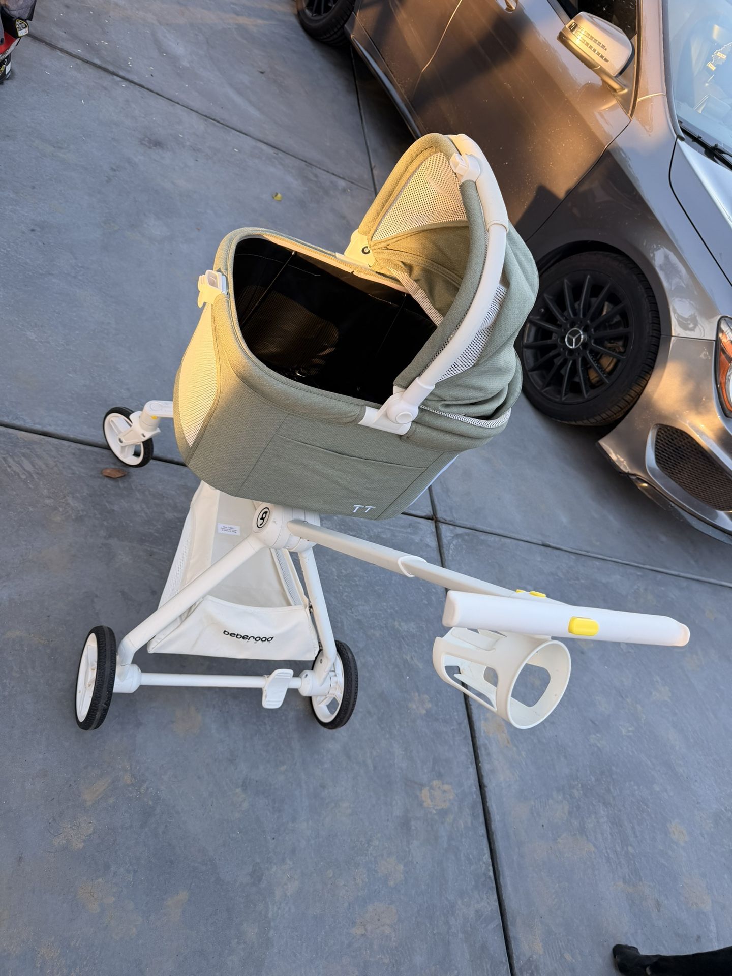 Luxury Dog Stroller With Carrier Basket And Cup Holder