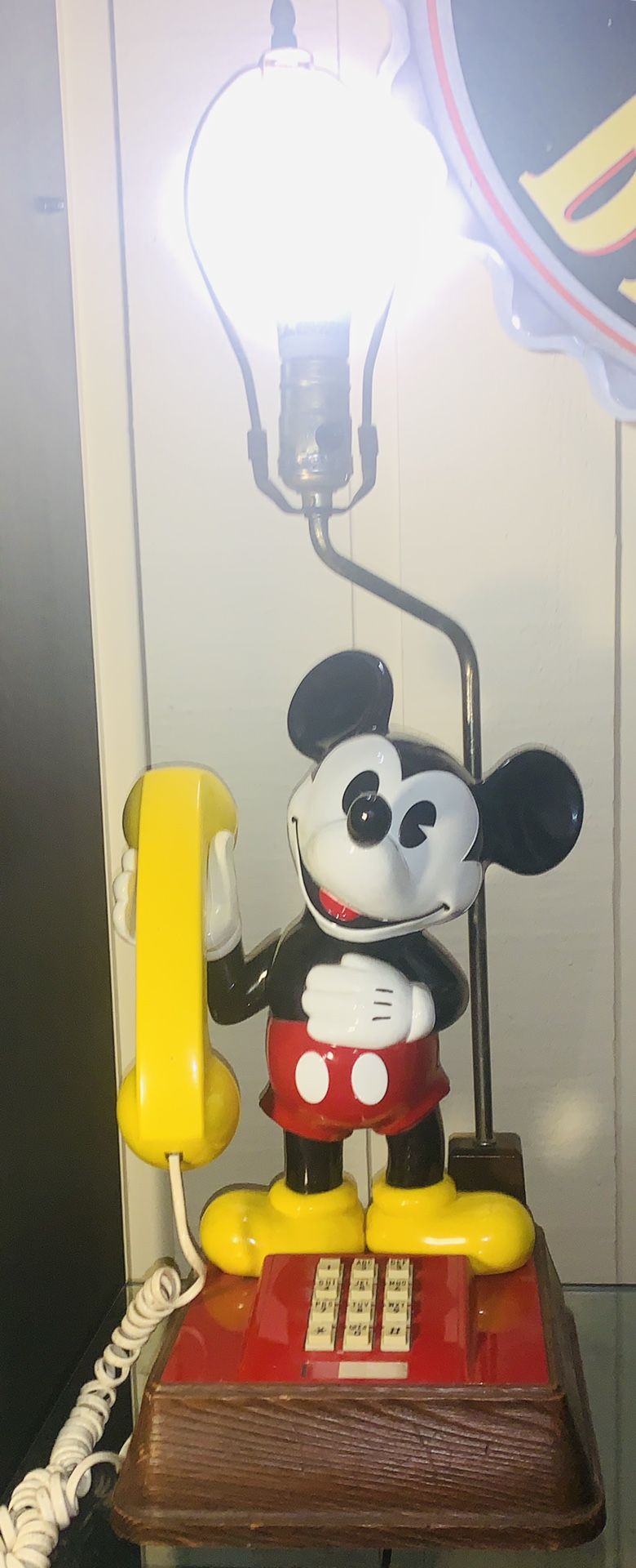 RARE Vintage 1970's Disney Mickey Mouse Push Button Lamp / Phone Combo