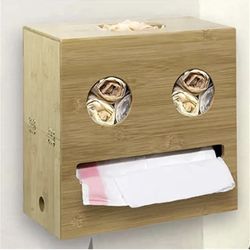 in-1 Trash and Grocery Bag Dispenser - Eco-Friendly Bamboo, Wall-Mounted Organizer, Space-Saving Solution, Multi-Functional, Sleek Design, Ideal for H