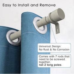 Byondeth Curtain Rods for Windows 16 to 120 Inches Adjustable Length 1 Inch Diameter Window Curtain Rod with Aluminium End Cap, Brushed Nickel