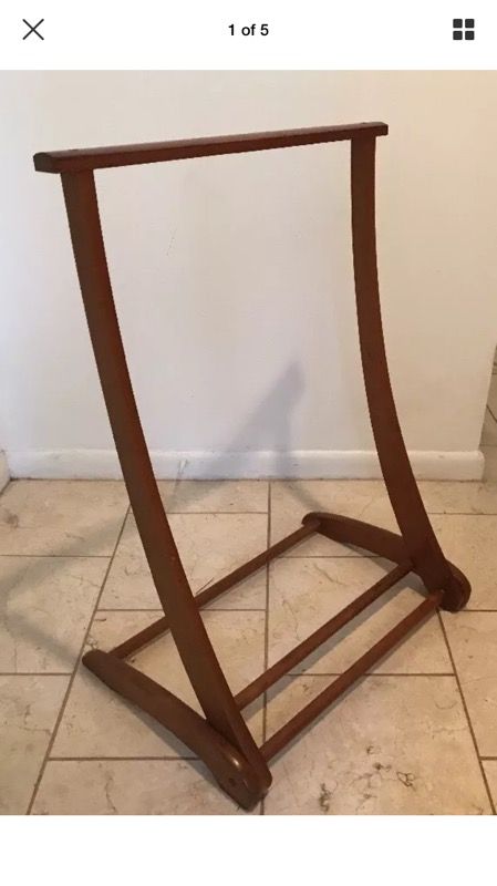 Vintage Mid Century Modern Scheibe Maple Blanket Quilt Towel Rack Stand Folding