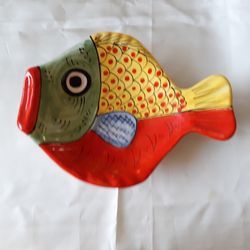 Colorful Fish Bowl Dish Made In Italy By Vietri, Wall Or Table Decor, Collectible 