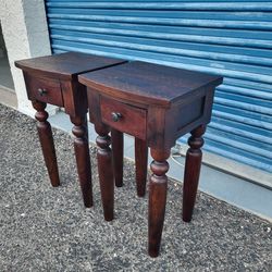 2 solid wood nightstands or side tables. World Market sourav collection. Textured tops.