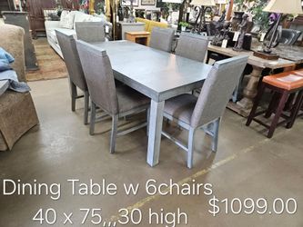 Gray Wood Dining Table w 6 Chairs We are located at 2811 East Bell road. Another Time Around Furniture.