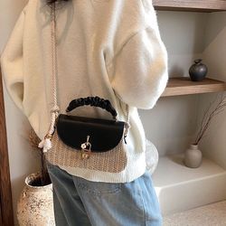 Personality fashion straw-knitted handbag women‘s 2022 summer new high-quality rope one-shoulder diagonal bag box bag