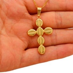 Adixyn Ethiopian Gold Color Cross Pendant for Women/Men stainless stee