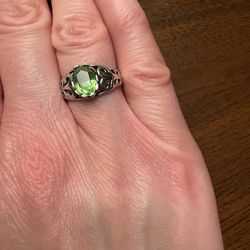 Peridot Sterling Silver Ring, Size 5