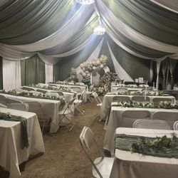 Tent, Tables Chairs