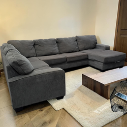 Grey dark sectional couch 3 pieces