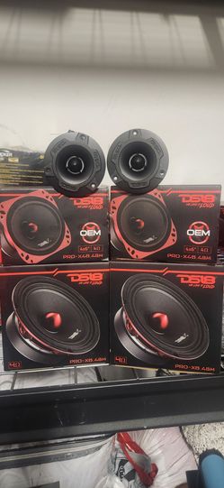 New!! DS18 (2) 4x6 Mid Range Speakers, (2) 6 1/2 Mid Range Speakers, & (2) Bullet Tweeters. Great Package Deal For Only $200!!