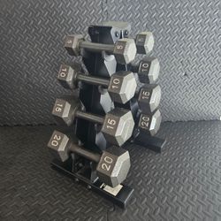 CAP Barbell 100 LB Dumbbell Set + A-Frame Rack – 5/10/15/20 LB