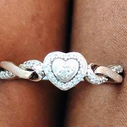 White Gold Heart Ring Size 8.5