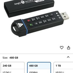Flash Drive 480GB Aegis Secure Key Fips USB 3.0 