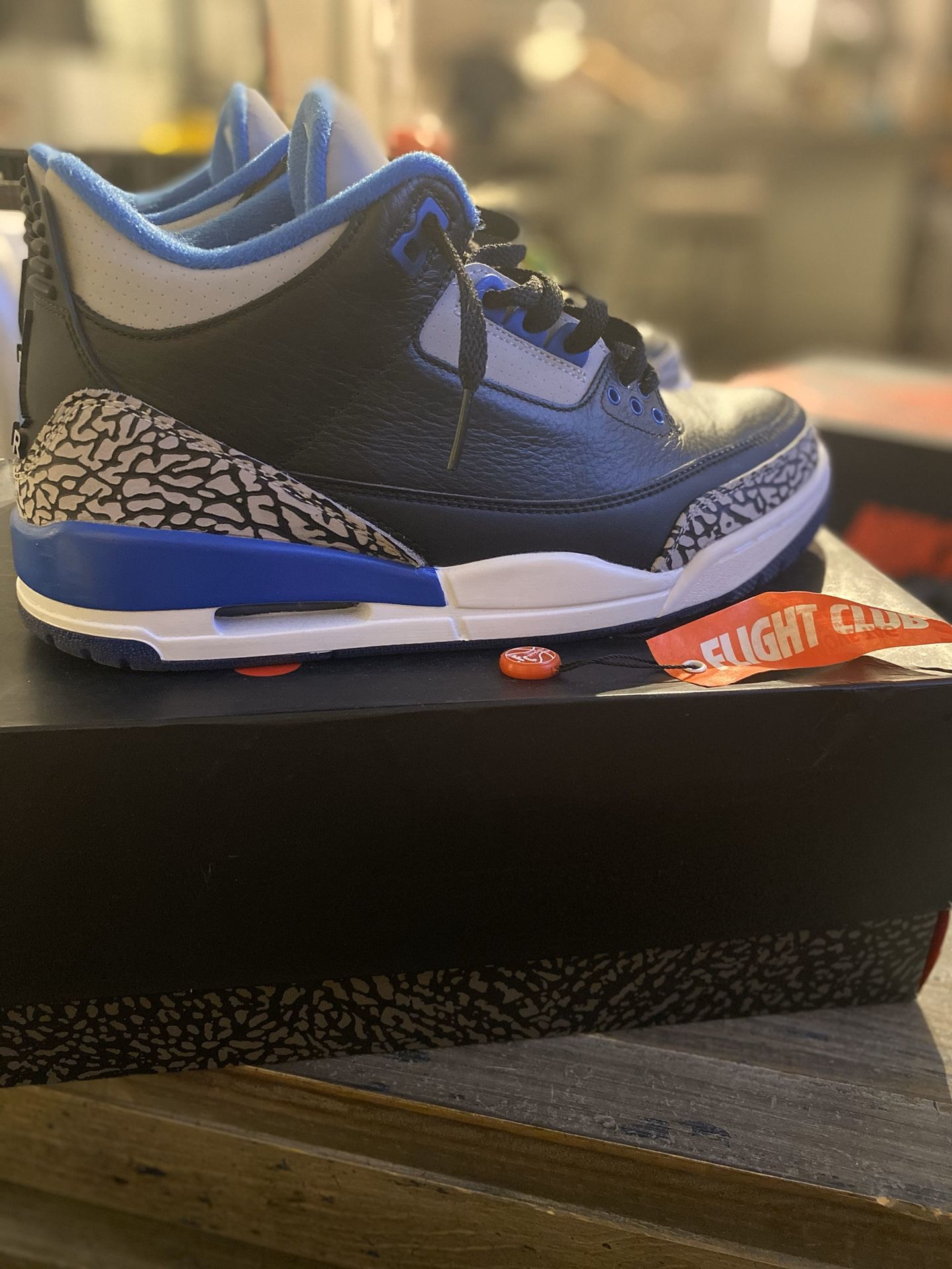 🚨JORDAN RETRO 3 Black/Sport Blue Wolf grey 🔥WORN ONCE🔥