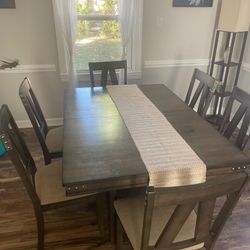 Kings Brand Furniture Brown Wood Rectangle Dining Room Table & 6 Chairs