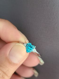 Lovely Sterling Silver Created Topaz Ring Size 7