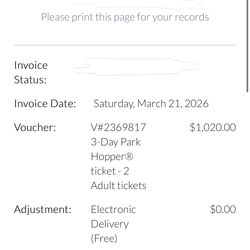 Disney 3 Day Park Hopper