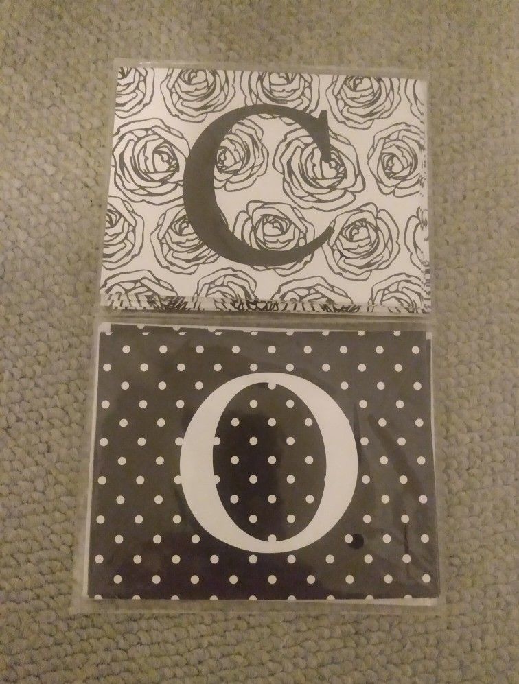 BRAND NEW IN PACKAGES MICHAEL'S BLACK & WHITE PRINT MONOGRAM INITIAL BLANK INSIDE NOTE CARDS WITH ENVELOPES SETS
