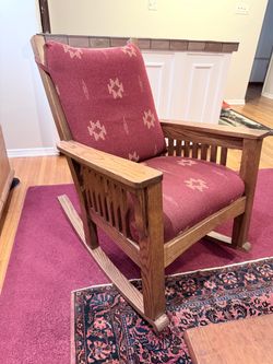 Mission Style Solid Wood with Fabric CushionsRocking Chair