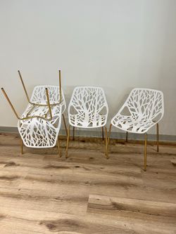 White Gold Modern Dining Chairs
