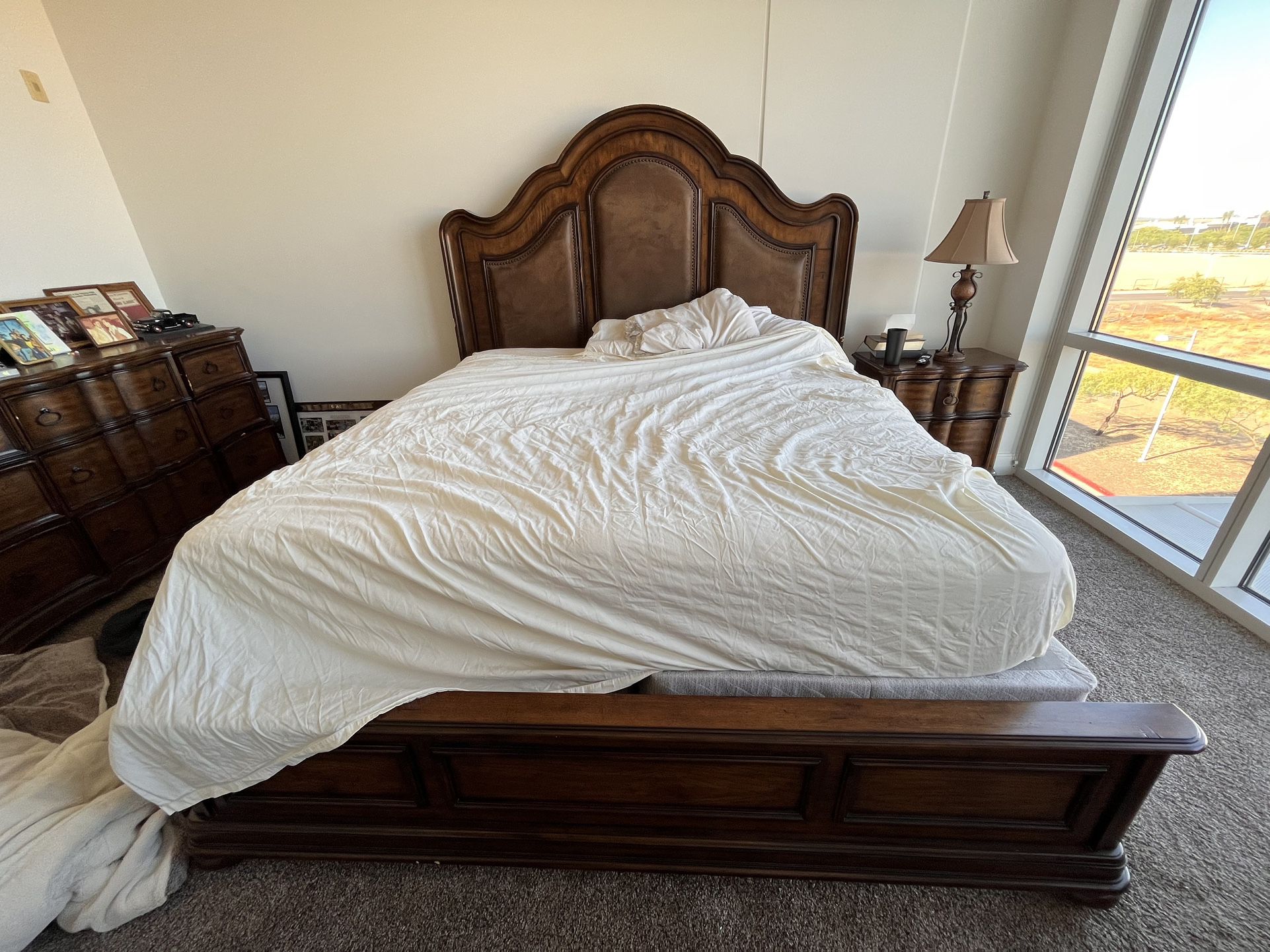 Solid Wood With Leather Bedroom Set
