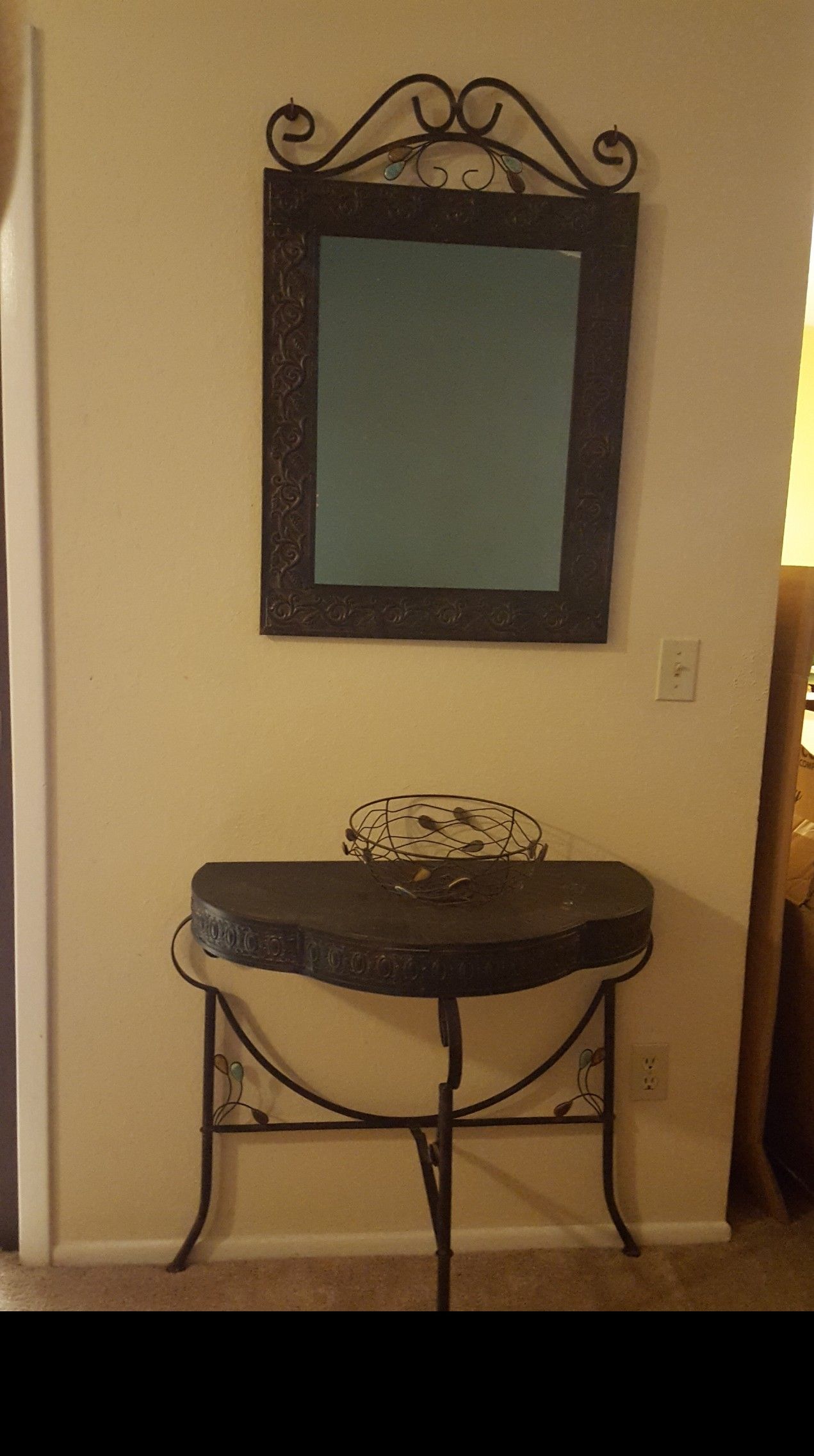 Console Table and Mirror with bowl