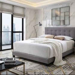 Queen Size Gray Bed Frame