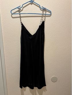 Zara mini slip black dress with chain detail