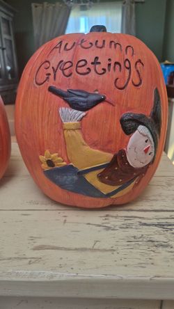 Autumn Greetings Decorative Pumpkin Figurine