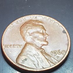 1968 D Penny Dbl/obv Letters In The Rim Mint Error