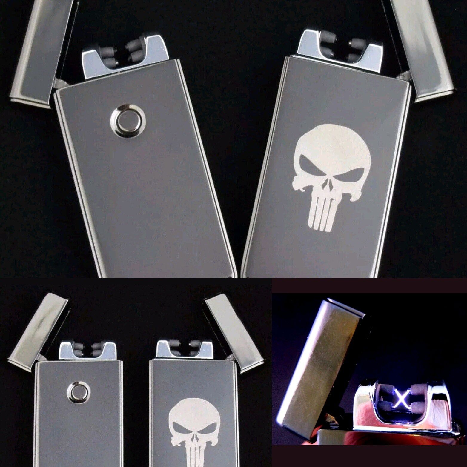 Punisher Dual Arc Plasma Windproof USB Lighter