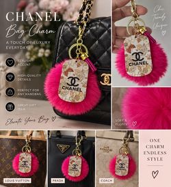 Playful fluffy pompom bag charm