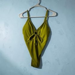 Olive Green Cutout One-Piece Swimsuit Wild Fable