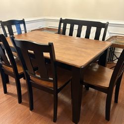 Farmhouse Dining Table Set with Bench