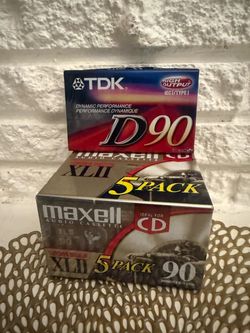 Maxell XLII 90 5-Pack & TDK D90 Blank Cassette Tapes