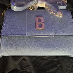 Bebe Amabella Satchel Blue Slate Crossbody